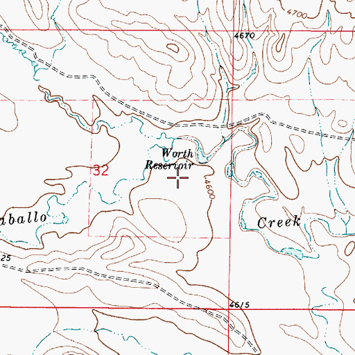 Topographic Map of Worth Dam, WY