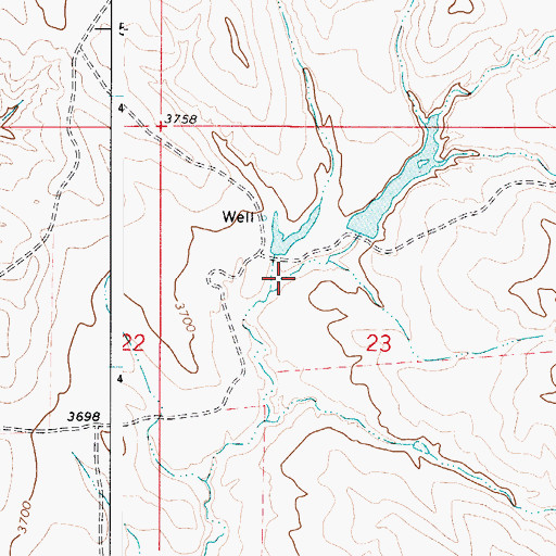 Topographic Map of Bates Dam, WY