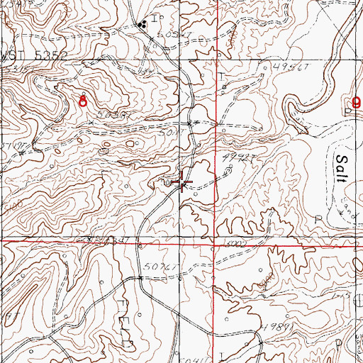 Topographic Map of S C Pryor Number 1 Reservoir, WY