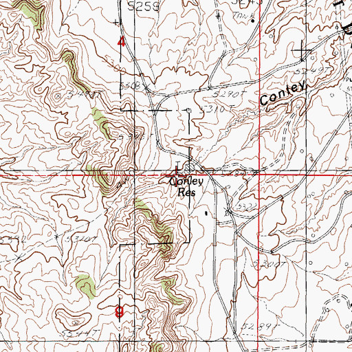 Topographic Map of Conley Dam, WY
