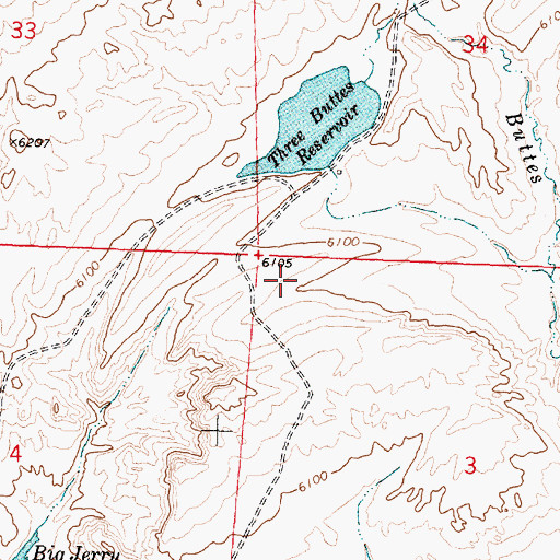 Topographic Map of Lucy Reservoir, WY