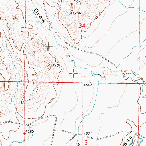Topographic Map of Zezas Reservoir, WY
