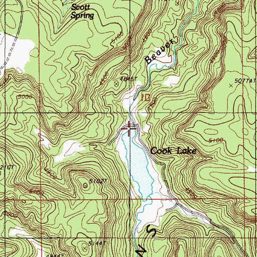 Topographic Map of Cook Lake Dam, WY