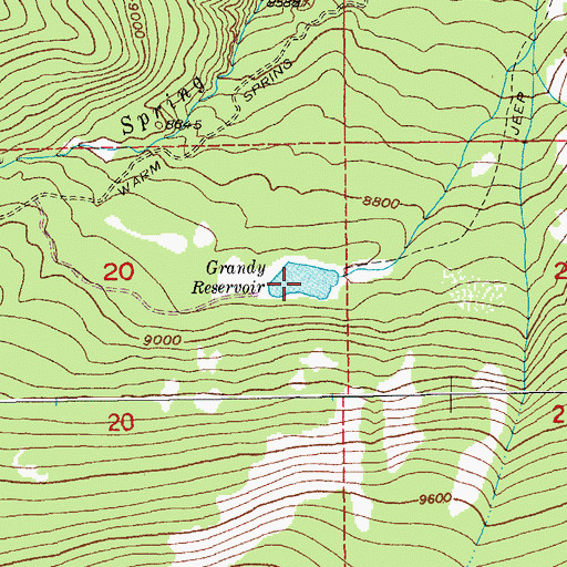 Topographic Map of Grandy Reservoir, WY