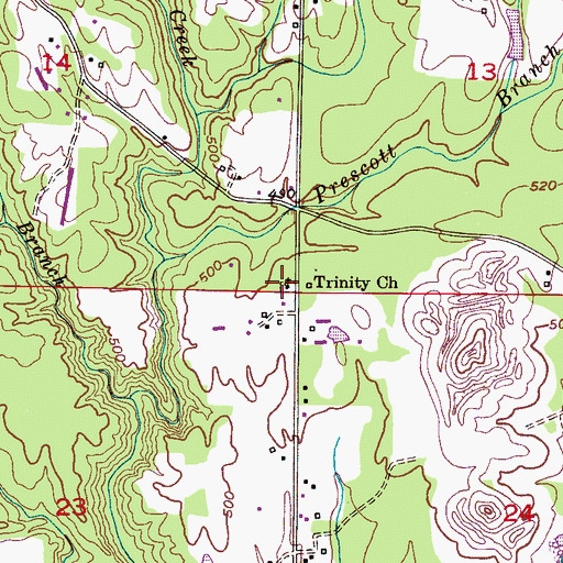 Topographic Map of Trinity Church, AL