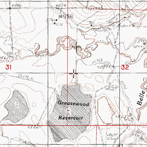 Topographic Map of Amos Dam, WY