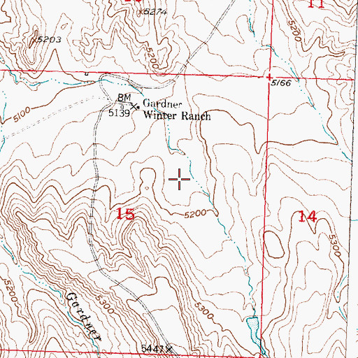 Topographic Map of Gardner Reservoir, WY