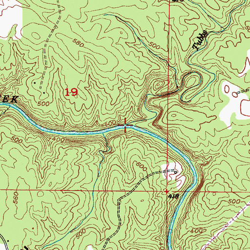 Topographic Map of Tubbs Branch, AL