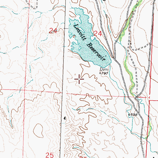 Topographic Map of Leavitt Dam, WY