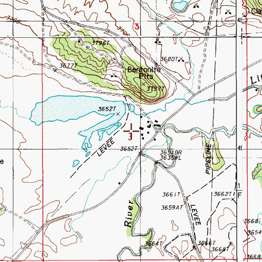 Topographic Map of Bush Dam, WY