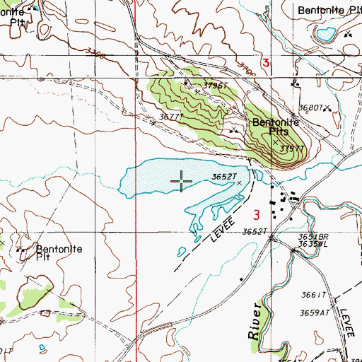 Topographic Map of Bush Reservoir, WY