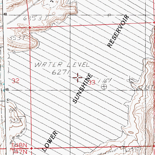 Topographic Map of Lower Sunshine Reservoir, WY