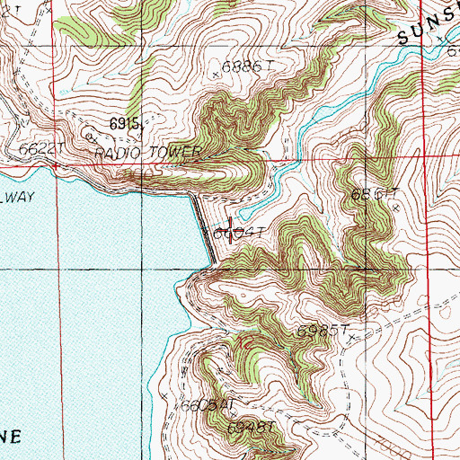 Topographic Map of Enlargement Upper Sunshine Reservoir, WY