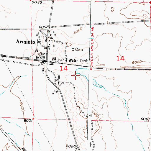 Topographic Map of Bad Water Creek Dam, WY