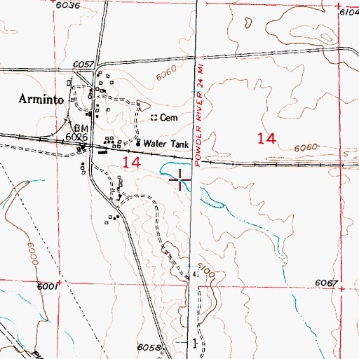 Topographic Map of Bad Water Creek Reservoir, WY