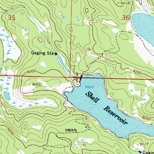 Topographic Map of Shell Dam, WY
