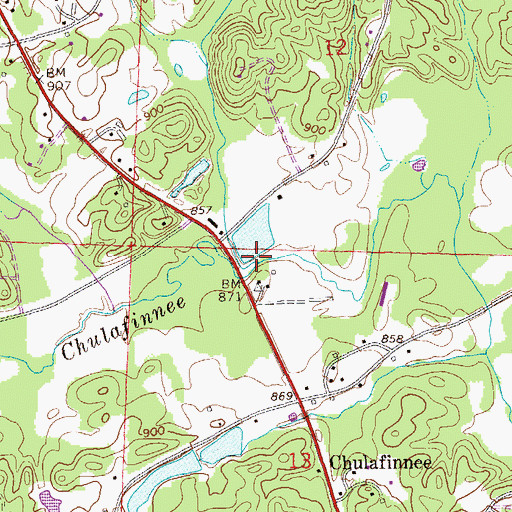 Topographic Map of Turner Creek, AL