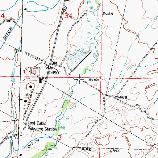 Topographic Map of Okie Reservoir, WY
