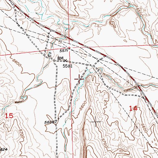 Topographic Map of Moon Reservoir, WY