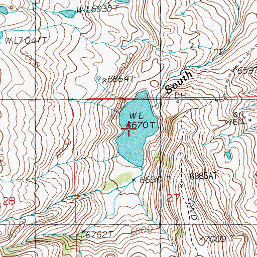 Topographic Map of Coe Enlargement Reservoir, WY