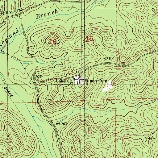 Topographic Map of Union Cemetery, AL