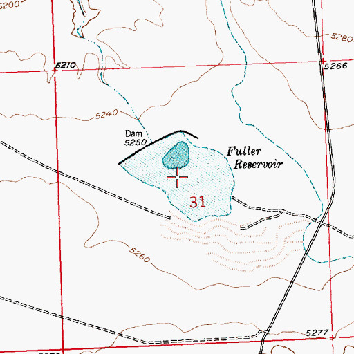 Topographic Map of Muskrat Number 1 Reservoir, WY