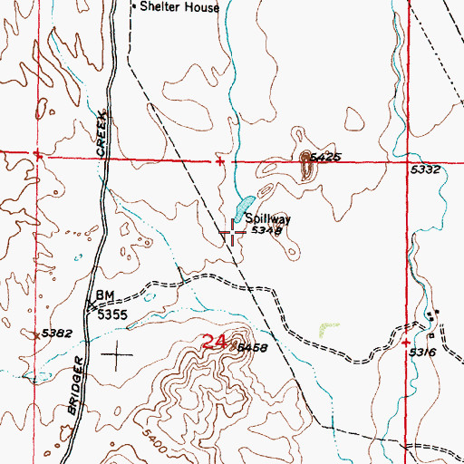 Topographic Map of Percy Dam, WY