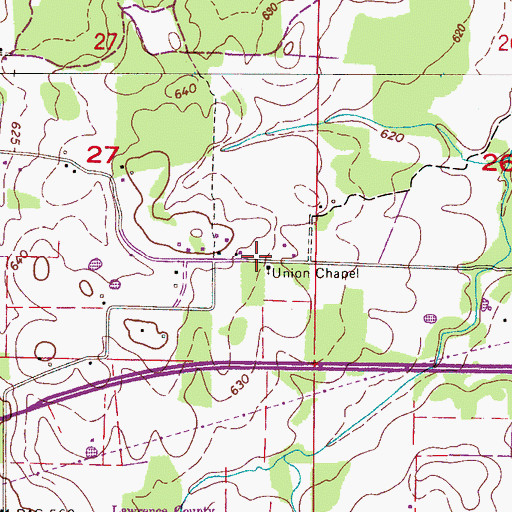 Topographic Map of Union Chapel, AL