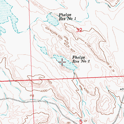 Topographic Map of Brown Number 1 Reservoir, WY