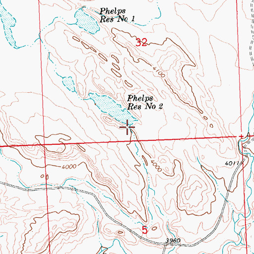 Topographic Map of Brown Number 2 Reservoir, WY