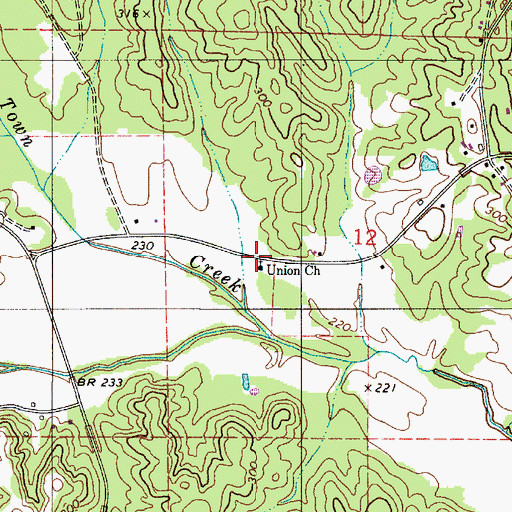 Topographic Map of Union Church, AL