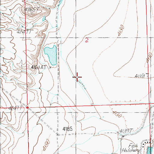 Topographic Map of Badura Number 1 Reservoir, WY