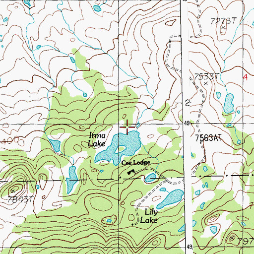 Topographic Map of Irma Lake Dam, WY