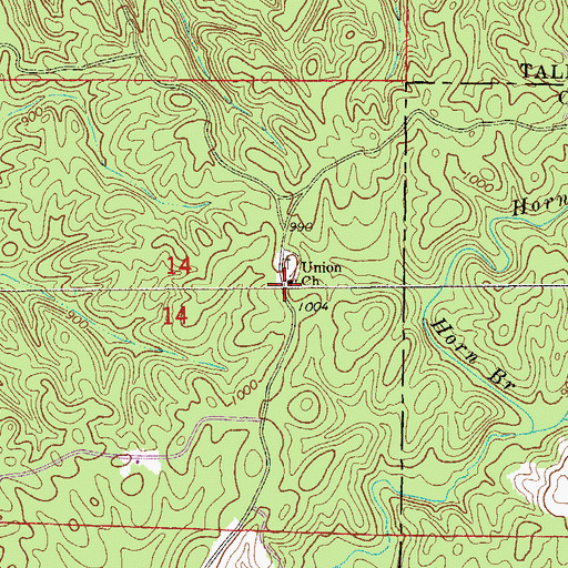 Topographic Map of Union Church, AL