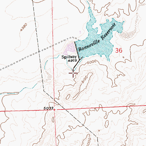 Topographic Map of Bonneville Dam, WY