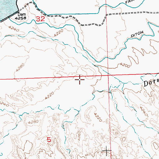 Topographic Map of Harrington Dam, WY
