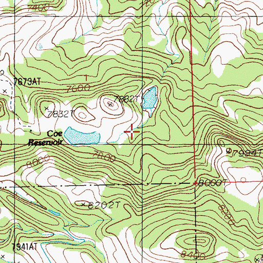 Topographic Map of Darrah Number 1 Reservoir, WY