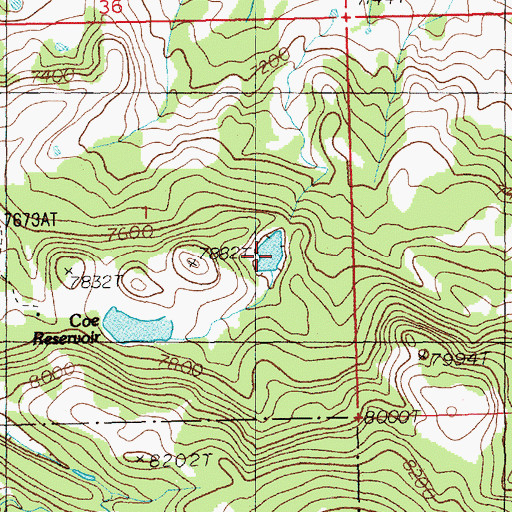 Topographic Map of Darrah Number 2 Reservoir, WY