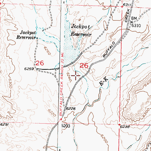 Topographic Map of Jack Pot Dam, WY