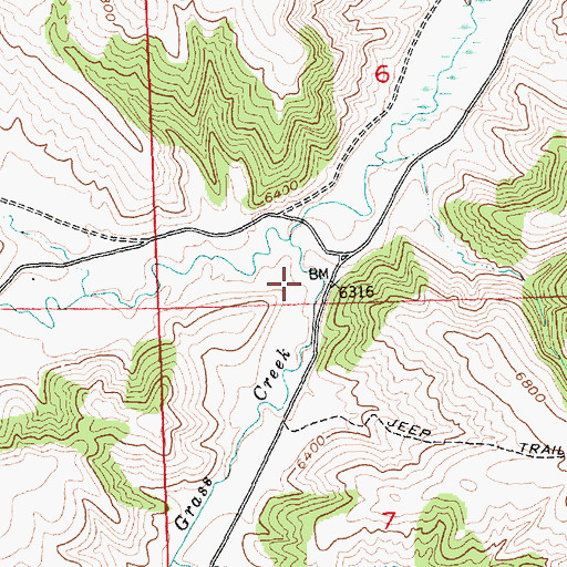 Topographic Map of Grass Creek Number 2 Reservoir, WY