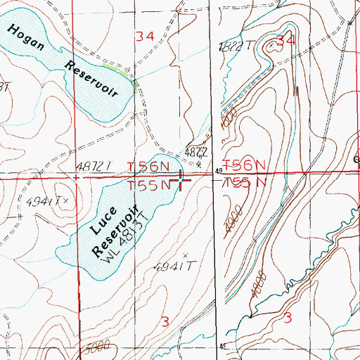 Topographic Map of Luce Dam, WY