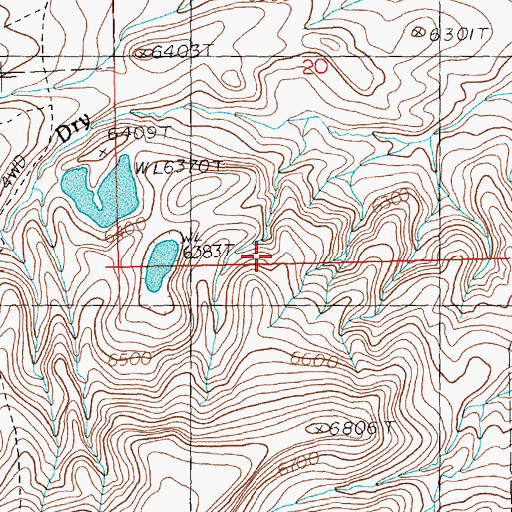 Topographic Map of Dry Creek Dam, WY