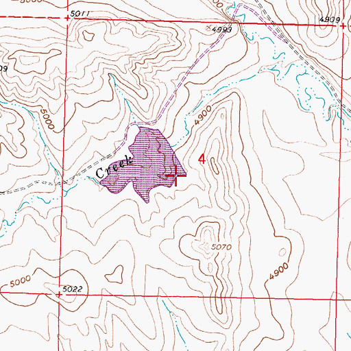 Topographic Map of Pole Creek Irrigation Dam, WY