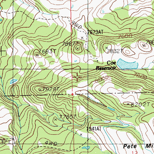 Topographic Map of Shoshone Number 1 Reservoir, WY