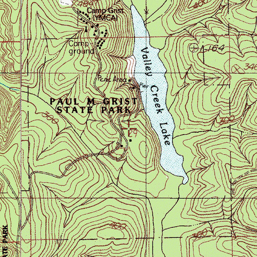 Topographic Map of Paul M Grist State Park, AL