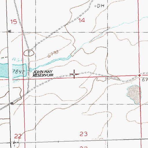 Topographic Map of Bush Creek Reservoir, WY