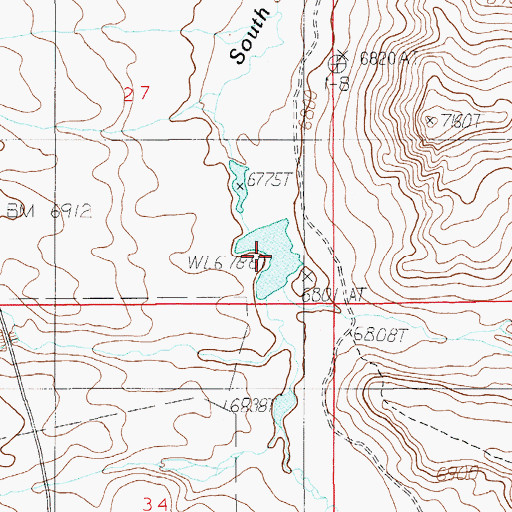 Topographic Map of C H Smith Reservoir, WY