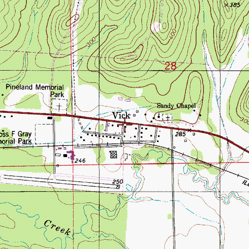 Topographic Map of Vick, AL