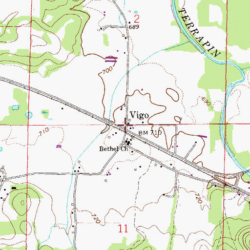 Topographic Map of Vigo, AL