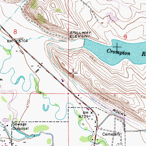 Topographic Map of Crompton Dam, WY